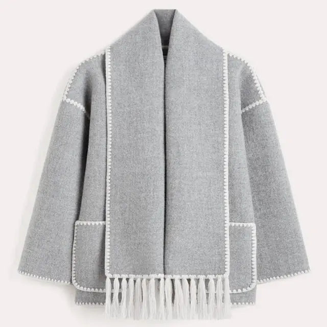 Tassel Scarf Collar Jacket