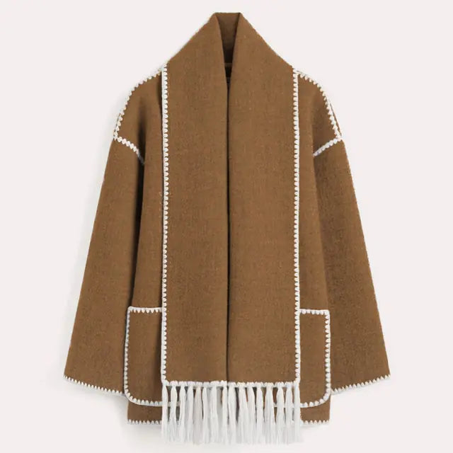 Tassel Scarf Collar Jacket