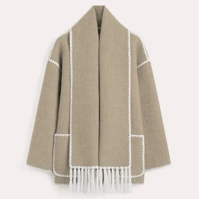 Tassel Scarf Collar Jacket