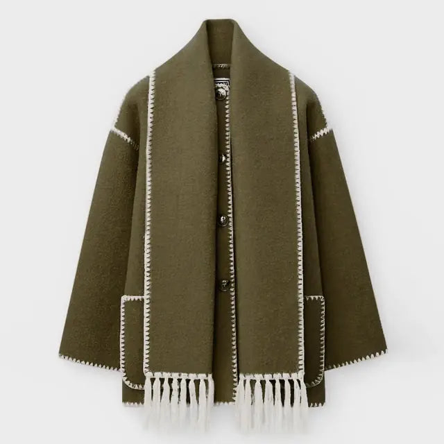 Tassel Scarf Collar Jacket