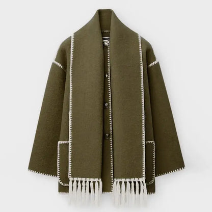 Tassel Scarf Collar Jacket